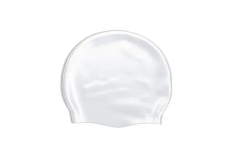 Blank white sport swim cap mockup, top view Stock Illustration