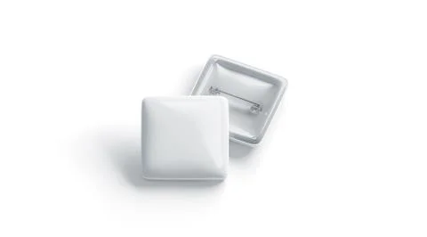 Blank white square badge stack mockup, front and back side, Stockfoto's