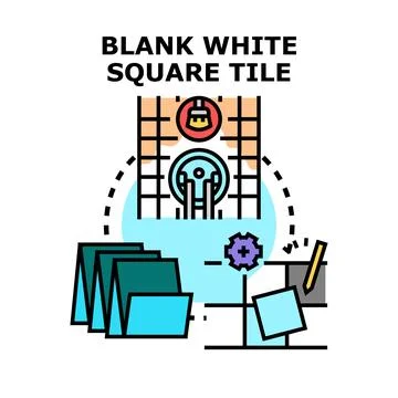 Blank white square tile creating interior design concept Stock Illustration