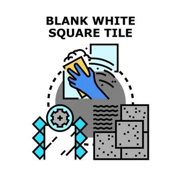 Blank white square tile vector concept illustrating cleaning and installation Stock Illustration