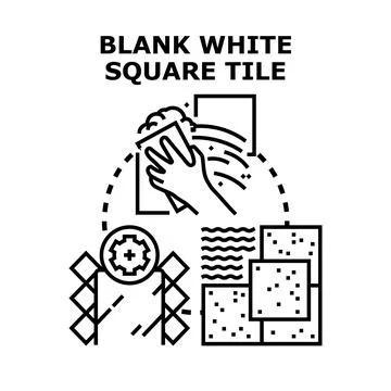 Blank white square tile vector concept illustrating cleaning and installation Stock Illustration