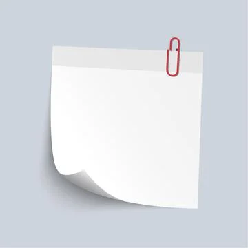 Blank White Sticky note isolate on gray background, vector illustration Stock Illustration
