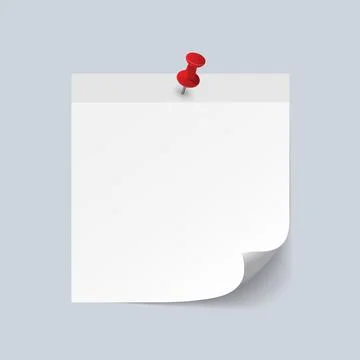 Blank White Sticky Note isolate on gray background, vector illustration Stock Illustration