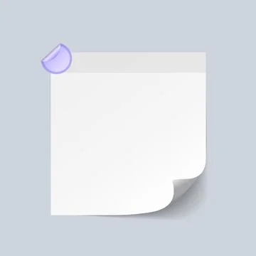 Blank White Sticky Note isolate on gray background, vector illustration Stock Illustration