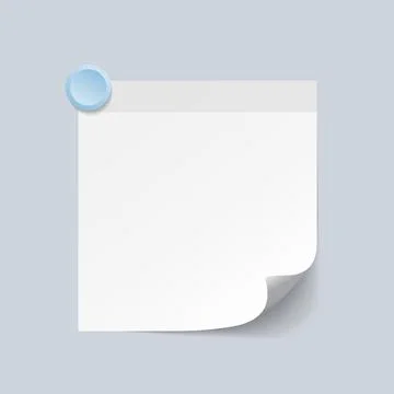 Blank White Sticky Note isolate on gray background, vector illustration Stock Illustration