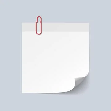 Blank White Sticky Note isolate on gray background, vector illustration Stock Illustration