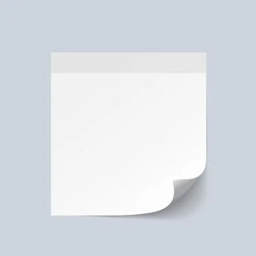 Blank White Sticky Note isolate on gray background, vector illustration Stock Illustration