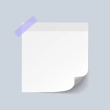 Blank White Sticky Note isolate on gray background, vector illustration Stock Illustration