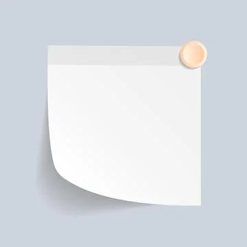 Blank White Sticky Note isolate on gray background, vector illustration Stock Illustration
