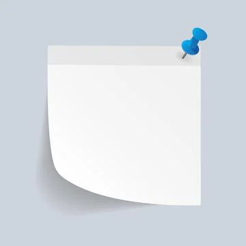Blank White Sticky Note isolate on gray background, vector illustration Stock Illustration