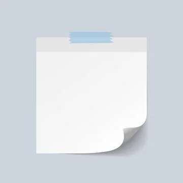 Blank White Sticky Note isolate on gray background, vector illustration Stock Illustration