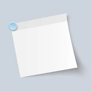 Blank White Sticky Note isolate on gray background, vector illustration Stock Illustration