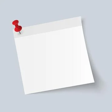 Blank White Sticky Note isolate on gray background, vector illustration Stock Illustration