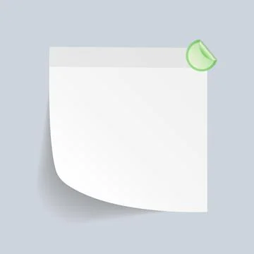 Blank White Sticky Note isolate on gray background, vector illustration Stock Illustration