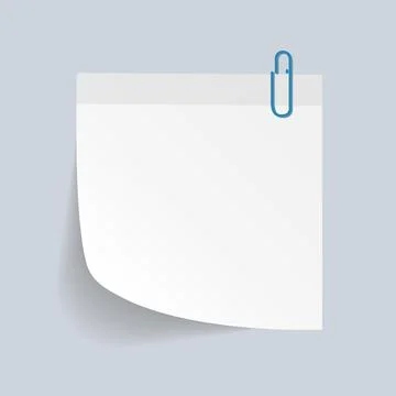 Blank White Sticky Note isolate on gray background, vector illustration Stock Illustration