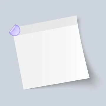 Blank White Sticky Note isolate on gray background, vector illustration Stock Illustration