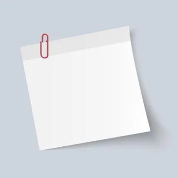 Blank White Sticky Note isolate on gray background, vector illustration Stock Illustration