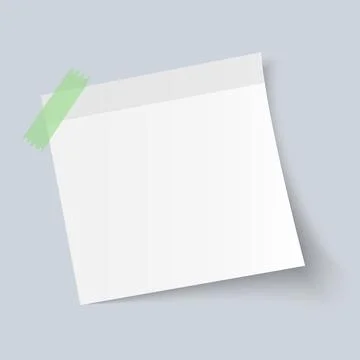 Blank White Sticky Note isolate on gray background, vector illustration Stock Illustration