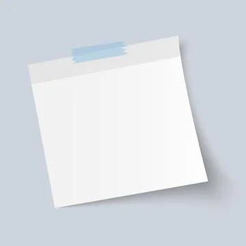 Blank White Sticky Note isolate on gray background, vector illustration Stock Illustration