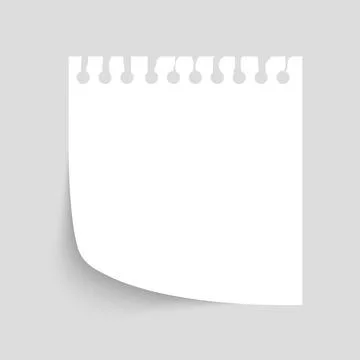 Blank White Sticky paper Note isolate on gray background, flat vector design  Stock Illustration