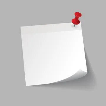 Blank White Sticky paper Note isolate on gray background, flat vector design  Illustrazione stock