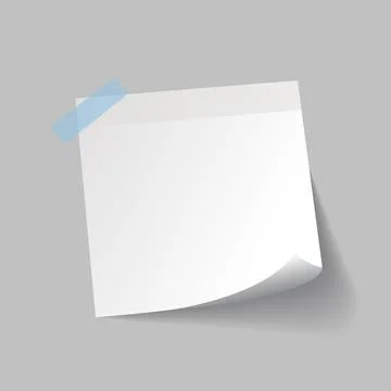 Blank White Sticky paper Note isolate on gray background, flat vector design  Stock Illustration
