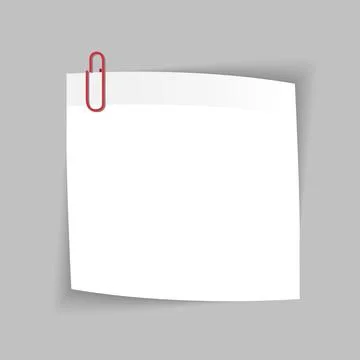 Blank White Sticky paper Note isolate on gray background, flat vector design  Stock Illustration