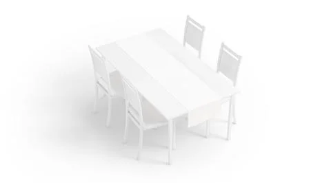 Blank white table runner mockup, side view Illustrazione stock