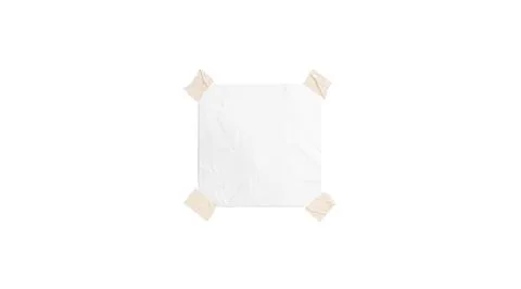 Blank white taped paper note folded mockup, depth of field Illustrazione stock