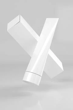 Blank White Toothpaste Mockup Cream Tube - 3D Illustration Render Stock Illustration