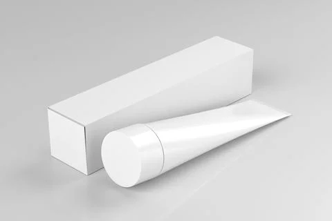 Blank White Toothpaste Mockup Cream Tube - 3D Illustration Render Stock Illustration