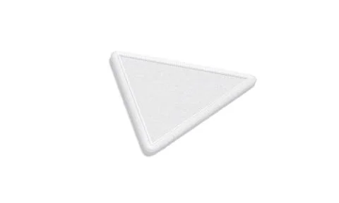 Blank white triangle embroidered patch mockup lying, side view Illustrazione stock