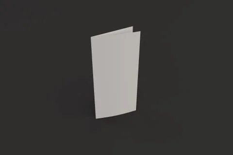 Blank white two fold brochure mockup on black background Stock Illustration