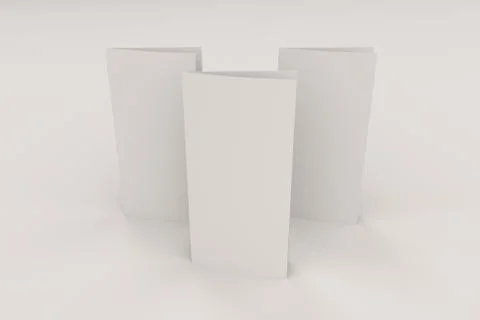 Blank white two fold brochure mockup on white background Stock Illustration