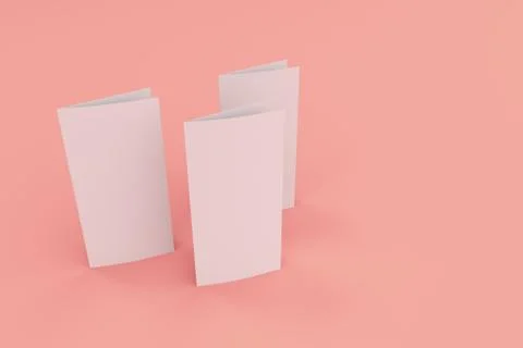Blank white two fold brochure mockup on red background Stock-Illustration