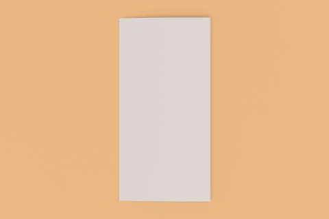Blank white two fold brochure mockup on orange background Stock Illustration