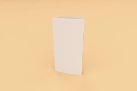 Blank white two fold brochure mockup on orange background Stock Illustration