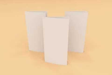 Blank white two fold brochure mockup on orange background Stock Illustration