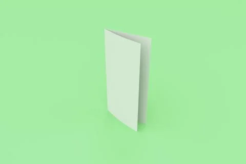 Blank white two fold brochure mockup on green background Stock Illustration