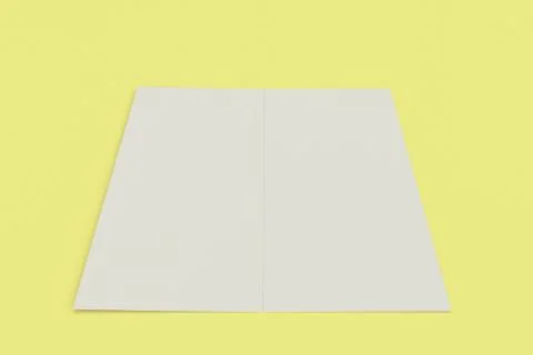 Blank white two fold brochure mockup on yellow background Stock Illustration