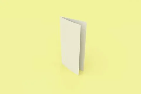 Blank white two fold brochure mockup on yellow background Stock Illustration