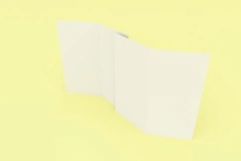 Blank white two fold brochure mockup on yellow background Stock Illustration