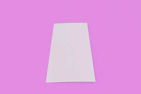 Blank white two fold brochure mockup on violet background Stock Illustration