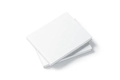 Blank white two rectangular book mockup, top view from the side Illustrazione stock