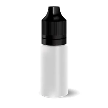 Blank white vape liquid dropper bottle black cap Stock Illustration