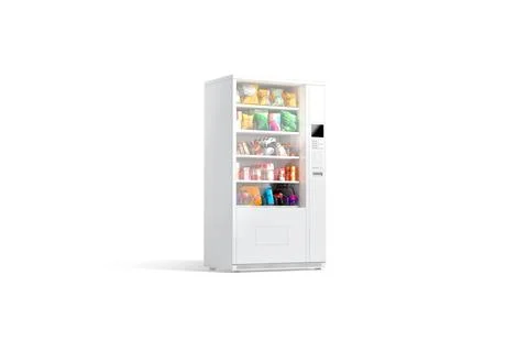 Blank white vending machine with snacks and drinks mockup, isolated Stock Illustration