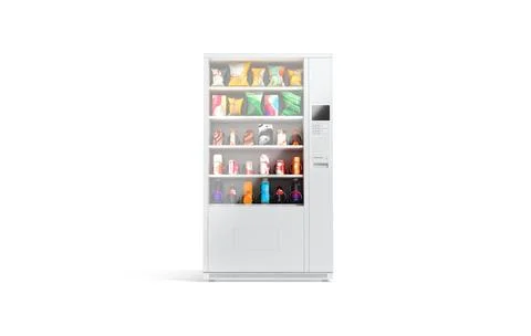 Blank white vending machine with snacks and drinks mockup, isolated Illustrazione stock