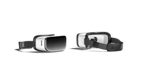 Blank white virtual reality goggles mockup, front and back side Illustrazione stock