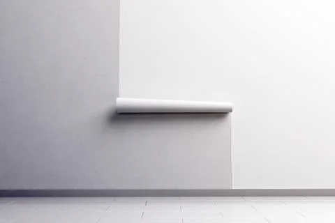 Blank white wallpaper hanging on the wall, design mock up Ilustración de archivo