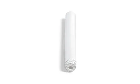 Blank white wallpaper twisted roll mockup, front top view Illustrazione stock